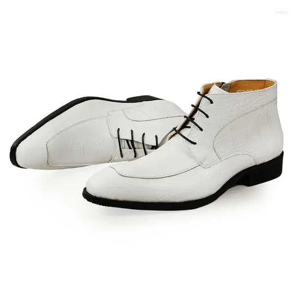 Botas de impresión de cocodrilo Hombres de moda Boot de tobillo Business Botas de cuero genuino de Trabajo Hombre Handmade Shoes con 5 Coloros