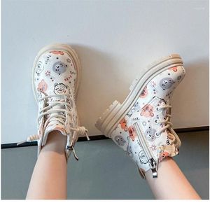 Laarzen CUZULLAA Herfst Winter Meisjes Mode Schattige Dierenprint Enkel Kinderen Korte Pu Leer Kinderen Platform Sneakers 26-36