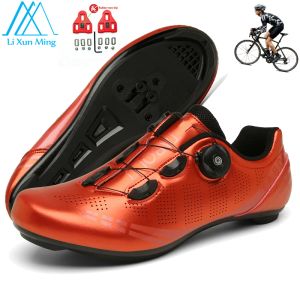 Boots Cycling Chaussures Road Bike Orange Women Professional Bicycle Shoes Auto-blocker Mtb Bicycle Sports Chaussures SPD Chaussures non glissantes Unisexe