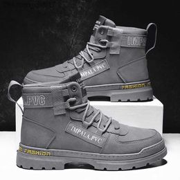 Laarzen CYYTL Winter Herenschoen Nieuwe Casual Herenschoen Platform Tactisch Enkel Hoge Top Outdoor Wandelpads Leer Militaire Sportschoenen Z230803