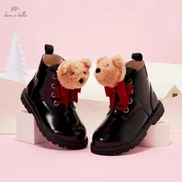 Laarzen Dave Bella Herfst Winter Lederen Meisjes Schoenen Zacht Pluche Kinderen Leuke Mode Beer Baby DB4223154