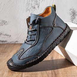 Laarzen ontwerp handgemaakte lederen mannen casual schoenen ademende werkschoen retro zachte enkel herfst hombres botas 230817