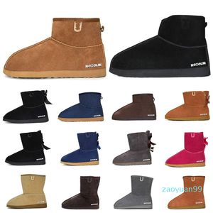 Botas botas de diseñador botines de mujer botas de nieve clásicas tobillo mini piel de lazo corto para invierno negro gris Chestnut Bowtie Luxurys