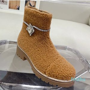 Bottes Designer Rhingestone Crystal Bouteau SheepSkin Womens Chaussures Fashion Fashion Chauffes de mode chauds