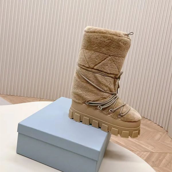 Botas Diseñadora Botas de nieve para mujeres Botas de marca Botas de marca Tasman Longitud media de piernas cortas para mujeres Botas de luna de mujeres Down PR Botas de invierno