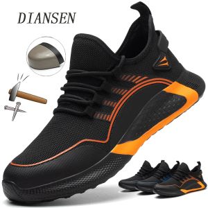 Boots Diansen Antipunctur Antismash Indestructible Sneaker Fashion Safety Shoes for Men Women Work Shoes Chaussures de randonnée protectrice