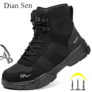Boots Diansen Men's Indestructible Safety Shoes Construction Boots Boots Boots Navy Platform Navy pour hommes