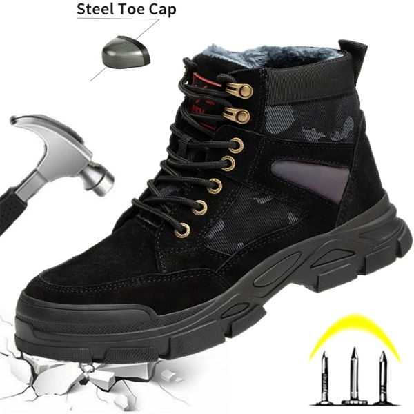 Boots Diansen non glissez de plate-forme indestructible Bottes pour hommes Chaussures de sécurité Travail Capuche d'orteil en acier et Construction anti-crevaison Botas masculin