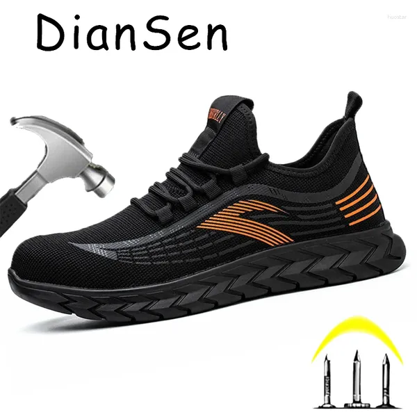 Bottes DianSen Summer Light Respirant Sneaker Chaussures de sécurité indestructibles pour hommes Anti-Smashing Steel Toe Hombre Baskets de travail