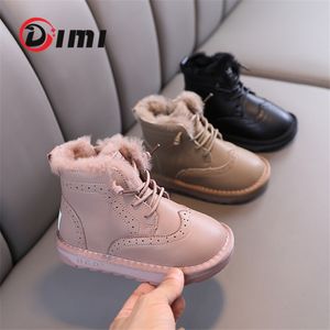 Botas DIMI Invierno Niños Zapatos Cuero Genuino Cálido Felpa Niñas Impermeable Niños Algodón Moda Niños Nieve 221122