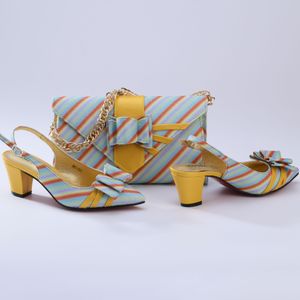 Boots DoersHow Afrikaanse mode Italiaanse schoenen en tassensets voor avondfeestje met stenen gele Italiaanse handtassen Match Bags STR116