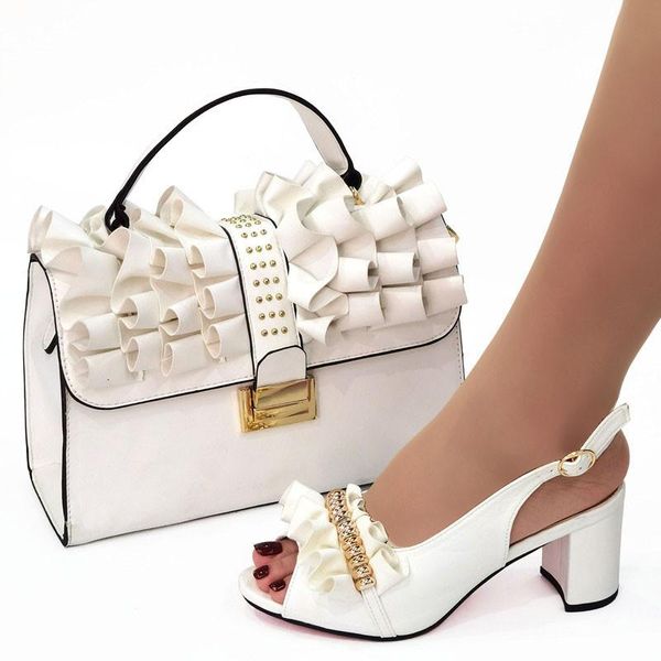 Boots Doershow Fashion White Italian Shoes with Matching Sacs African Women Chores and Sacs Set for Prom Party Summer Sandal Sot125