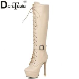 Bottes Doratasia grande taille 3445 Kneehigh Femmes Boots Boots Moto