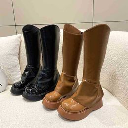 Bottes de chaussures habill￩es automne femmes hiver femmes noires de plate-forme de fond ￩pais