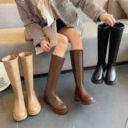 Bottes Robe Chaussures Automne Hiver Femmes Genou Haute Cuir Chevalier Zip Western 2023 Ytmtloy Long Bout Rond Talon Carré Botines De Mujer Sexy 1