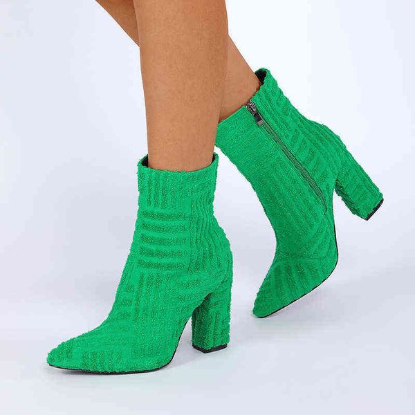 Botas Zapatos de vestir Tacones gruesos Alta moda Tema verde T-stage Walk Show 220823