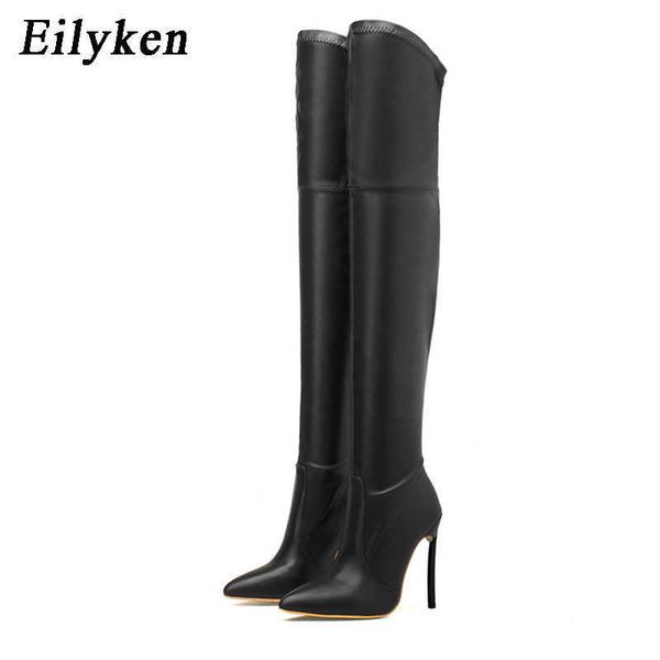 Botas Eilyken 2022 nuevas botas sexis por encima de la rodilla de cuero Pu de alta calidad tacones de aguja zapatos de mujer zapatos de discoteca J220923
