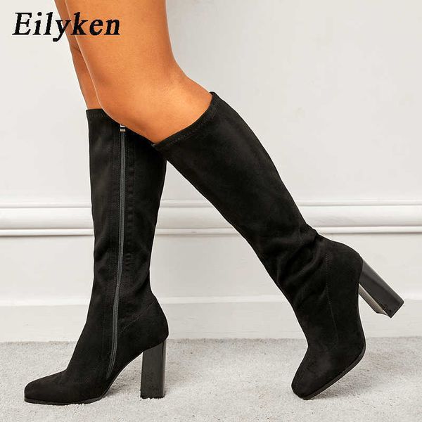 Bottes Eilyken 2023 nouvelle mode Style de rue femmes genou bottes hautes Sexy bout rond talons carrés dames longue botte femme chaussures 221123