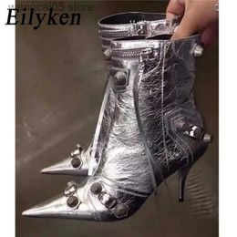 Laarzen Eilyken Grote MAAT 43 Nieuwe Fringe Vrouw Enkellaarsjes Rits Sexy Puntschoen Stiletto Hoge Hakken Paaldansen Designer Schoenen T230713