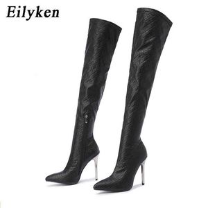 Bottes Eilyken Sexy discothèque fête décapant sur les bottes au genou femmes talons aiguilles mode bout pointu Zip cuissardes chaussures femme 220913