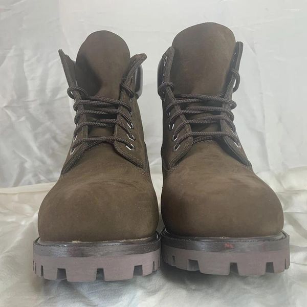 Bottes Ein Gedi Moto Véritable Couche Supérieure En Cuir De Vachette Fond Épais Antidérapant Forte Printemps Et Automne Mode Chaussures Pour Hommes B