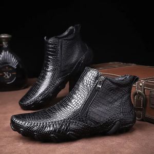 Botas EMOSEWA Otoño Invierno Moda Hombres Botas Estilo Vintage Casual Hombres Zapatos de corte alto con cordones Hombres Botas cálidas Tallas grandes 38-47 231116