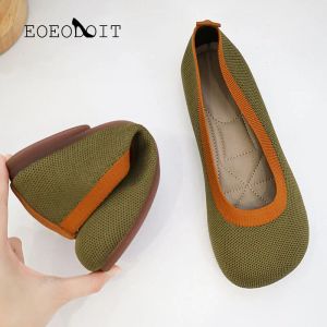 Laarzen eoEodoit 2022 lente herfst casual schoenen vrouwen weven zachte flats sneakers puntige teen platte hiel slip op bootschoenen