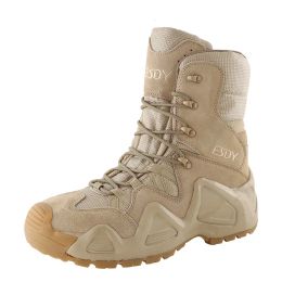 Botas esdy al aire libre High Helk Helping Zapatos Tresphing Impermeable de cuero Nylon Servicio superior Hombres Mujeres Botas de entrenamiento táctico militar