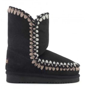 Botas esquimales 24 Overstitch 3d Women Snow Sheepskingsker Weave Weave Lana Flat Ladies Boot 2210138120606