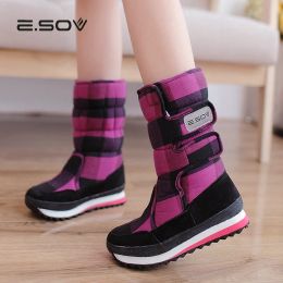 Bottes ESOV Bottes d'hiver pour femmes 2018 épaisses en peluche chaude Boot de neige de haute qualité Boots Boots chaussures d'hiver Loop Hobe Boot en caoutchouc