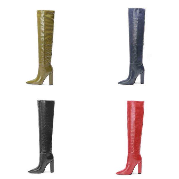 Bottes Style Européen et Américain Microfibre Mode Bottes Pointu Super Haut Talon Grande Taille Haute Tube Bottes Femmes 220913