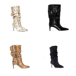 Boots European and American Style puntige teen plus size dames high stiletto hiel retro geplooide korte laarzen vrouwen schoenen 220913