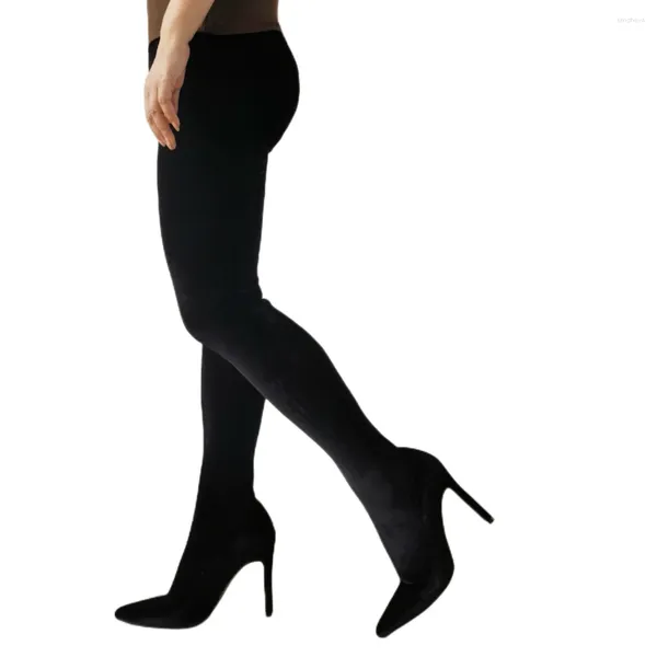 Boots mode automne les dames hivernales sexy noirs pantalons à bout pointu