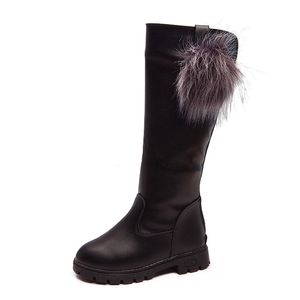 Bottes Mode Bébé Filles Enfants Épaissir Peluche KneeHigh Cuir Pour Stuents Enfants Léger Hiver 221125