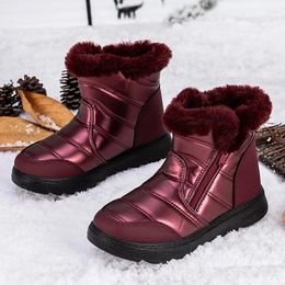 Bottes De mode décontractées pour femmes, chaussures d'hiver hautes antidérapantes en peluche, doublure chaude, douces et confortables, à enfiler pour l'extérieur