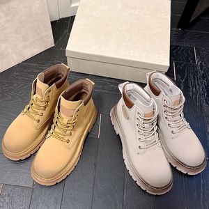 Designer Women Lace Up enkellaarzen Khaki Gray High Top Fashion Woman Flat Boot Size 35-40