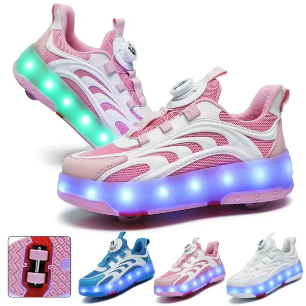 Boots Fashion Flash Roller Skates Chaussures de roue de divertissement pour enfants Portez des chaussures de roue amovible à respiration résistante