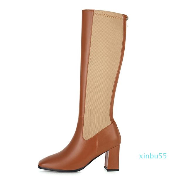 Botas de moda hasta la rodilla zapatos de mujer otoño invierno estiramiento de mujer cómodo largo damas de gran tamaño