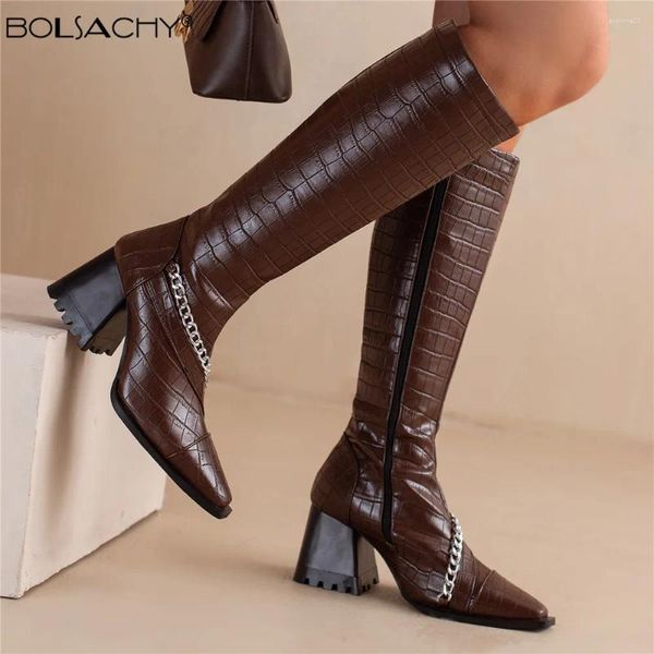 Bottes mode genoue haute femme western chaîne talon