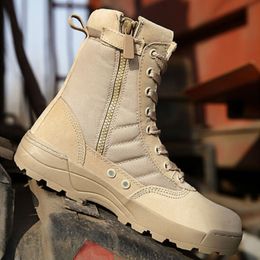 Bottes Mode hommes bottes hiver en plein air en cuir bottes militaires respirant armée bottes de Combat grande taille désert bottes hommes chaussures de randonnée 385 230831