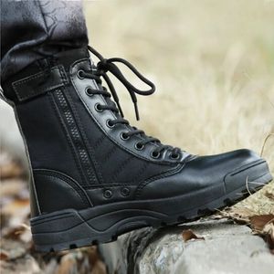 Laarzen Mode Mannen Laarzen Winter Outdoor Lederen Militaire Laarzen Ademende Leger Combat Laarzen Plus Size Woestijn Laarzen Mannen Wandelschoenen 231110