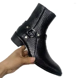 Laarzen Mode Mannen Slangenprint Lederen Punt Teen Booties Mujer Botas Zip Trouwjurk Schoenen Party Mannelijke Zijgesp