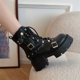 Botas Fashion New Biker Biker Boots Patente Patente Patente Transpirable Transporta Lolita Botas Invierno Nuevo Retro Gothics Botines Chelsea