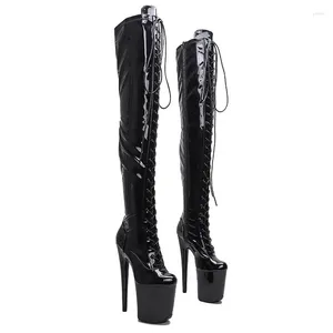 Boots Fashion Pu Upper Sexy Exotic Pole Dancing Chaussures 20cm / 8inches High Heel Plateforme de Femme Modern Over-the-Knee 250