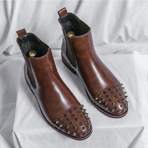 Laarzen mode klinknagels zakelijk slip op oxfords designer lederen formele kleding schoenen heren aa fb
