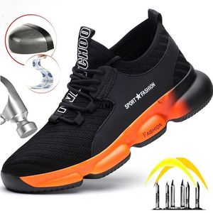 Bottes Chaussures de sécurité de mode hommes chaussures de travail respirantes à bout en acier homme baskets industrielles anti-crevaison bottes de sécurité de travail légères grande taille 230922