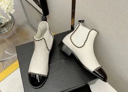 Boots Fashion Chaussures Cuir Splice Design Decorative Leçage Opening Way