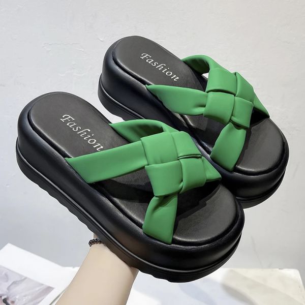Boots Fashion Sandals pour femmes 2023 plage intérieure Elegant femme Espadrilles Corde Plate-forme talons pantoufles coréens Style Fluffy Summer Home