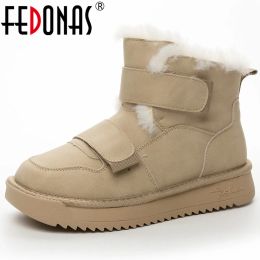 Boots Fedonas NOUVEAU HIVER HIVER ÉPARGE FEMMES FEMMES DE LA CHAPE VÉLICATION CUIR VELLEMENTS FEMMES CONCICIENNES BOOTS DE SOI COFFORT