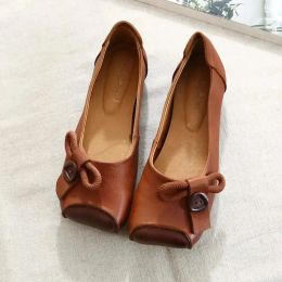 Botas Feerldi Diseñador Oxford Flat Shoes Slip on Leather Lofa Ladies Toe Bowtie Ballet Ballet Flats